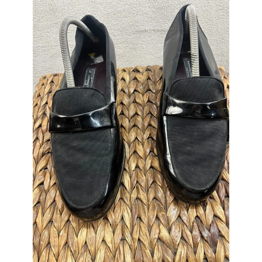Salvadore Ferrgamo Vara Black Patent Leather Shoes made In Italy